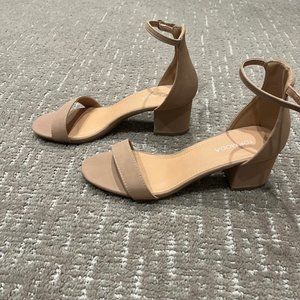 Top Moda block heel sandal, nude, 8.5